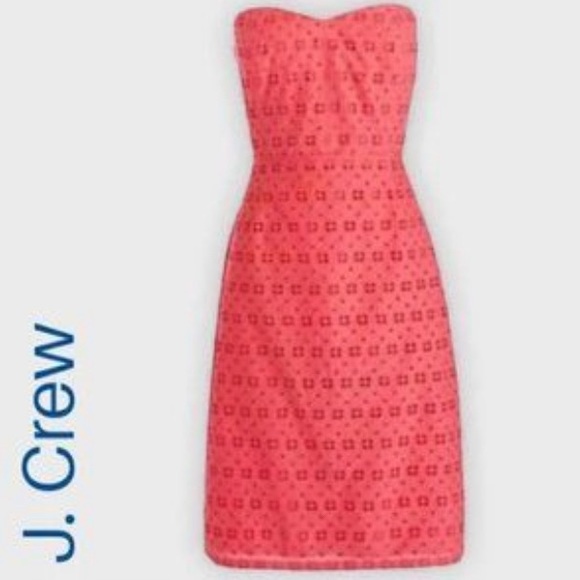 J. CREW Orange Eyelet Strapless Dress - Picture 2 of 12